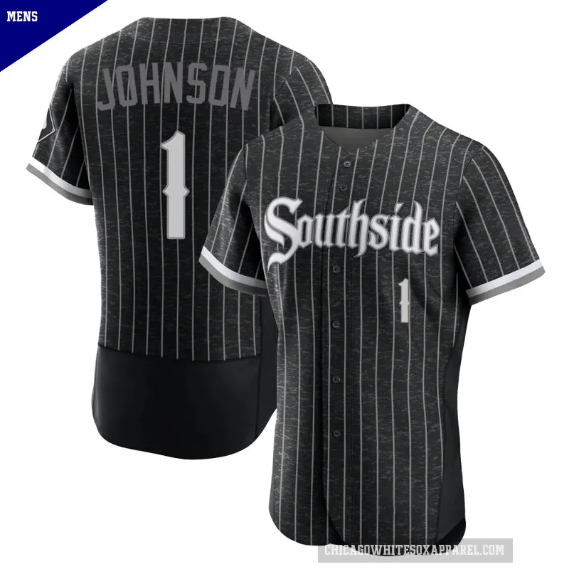 Men's No.1 Lance Johnson Chicago White Sox Black Authentic 2021 City Connect Jersey