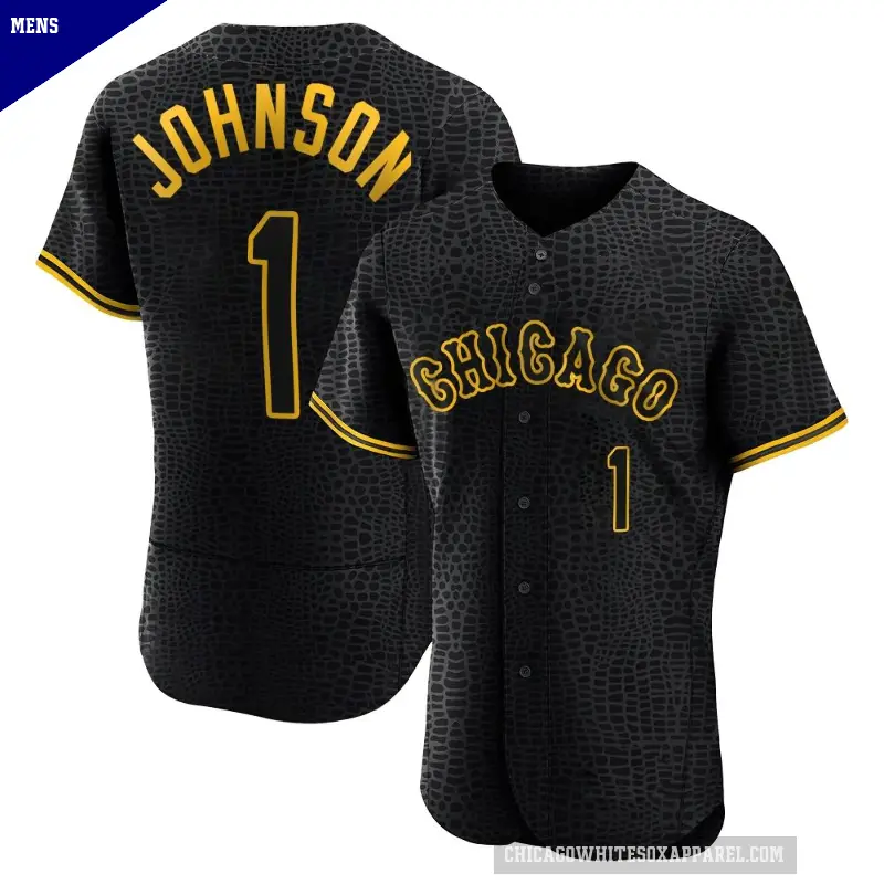 Men's No.1 Lance Johnson Chicago White Sox Black Authentic Snake Skin City Jersey