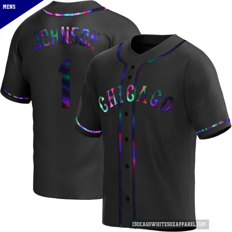 Men's No.1 Lance Johnson Chicago White Sox Black Replica Holographic Alternate Jersey