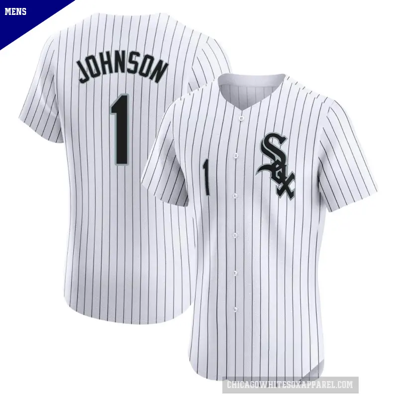 Men's No.1 Lance Johnson Chicago White Sox White Elite Home Jersey