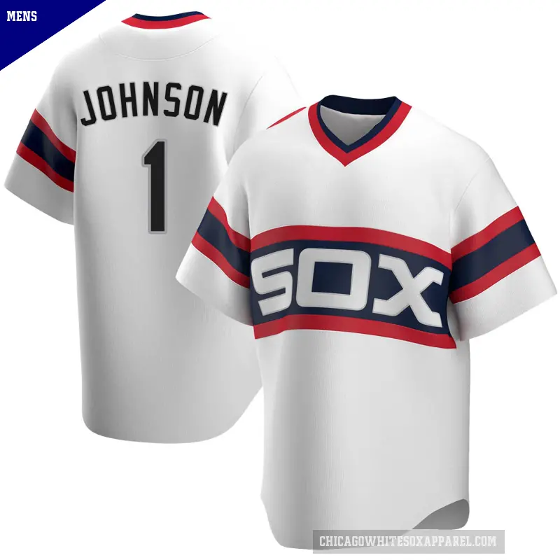 Men's No.1 Lance Johnson Chicago White Sox White Replica Cooperstown Collection Jersey