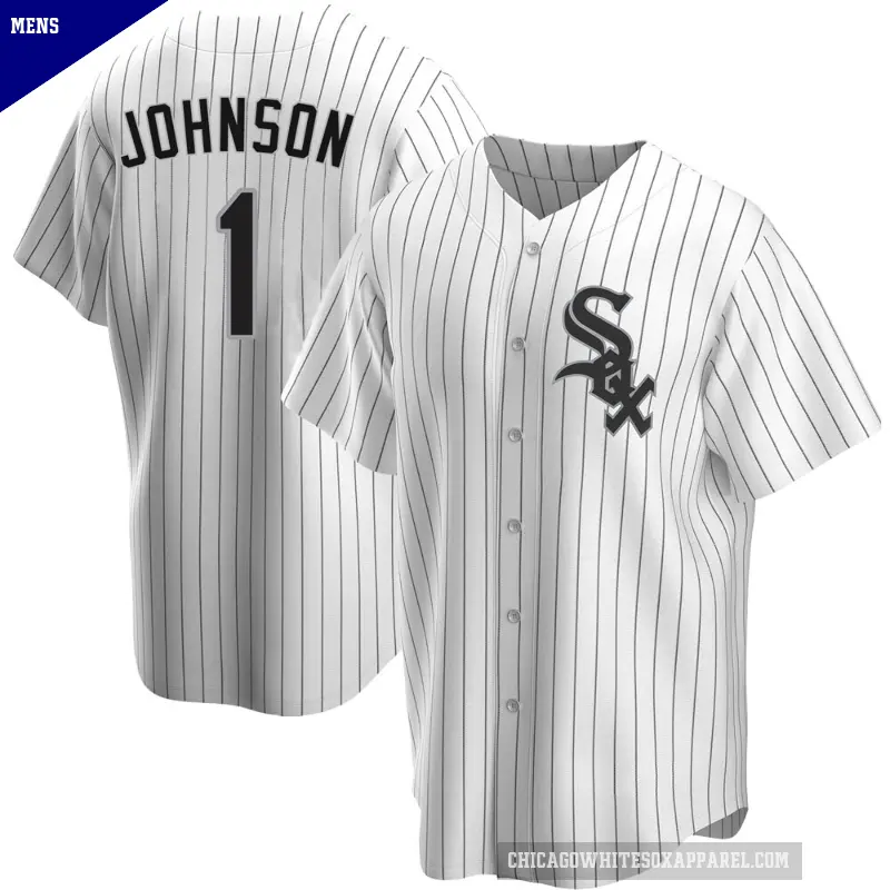 Men's No.1 Lance Johnson Chicago White Sox White Replica Home Jersey