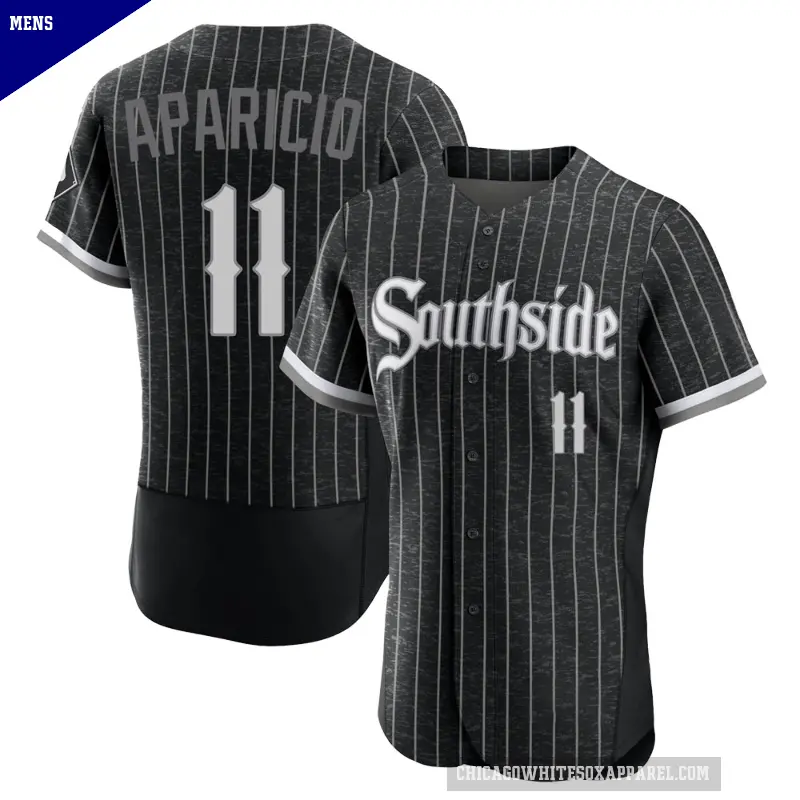 Men's No.11 Luis Aparicio Chicago White Sox Black Authentic 2021 City Connect Jersey