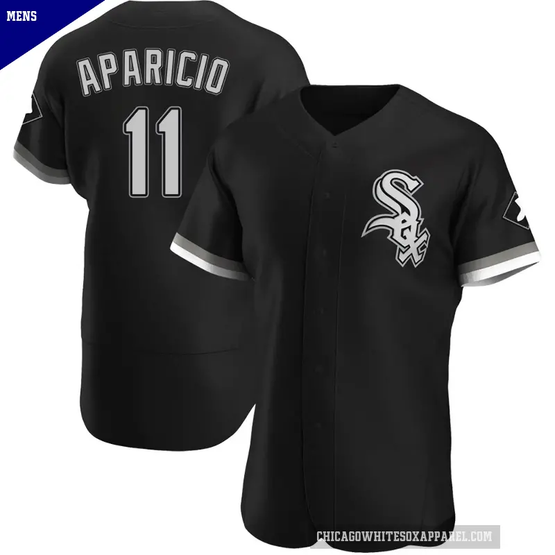 Men's No.11 Luis Aparicio Chicago White Sox Black Authentic Alternate Jersey