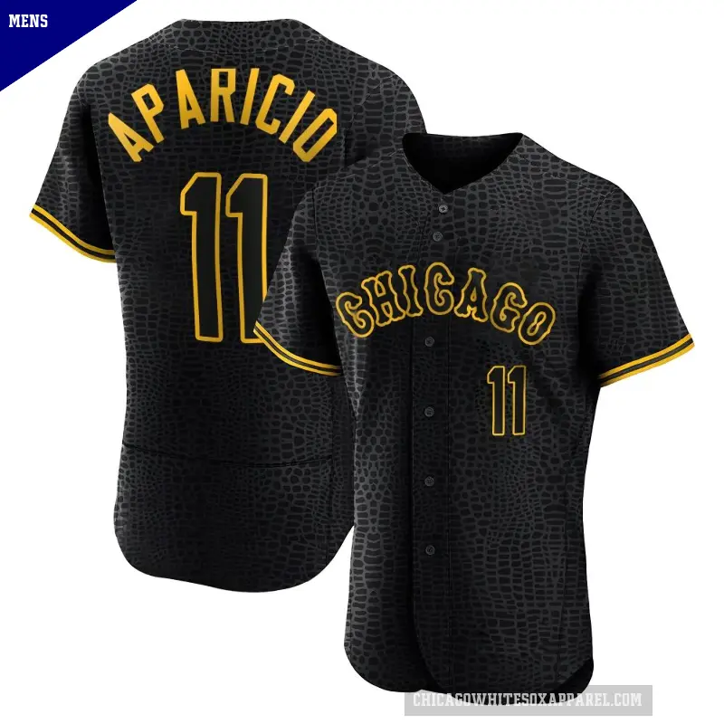 Men's No.11 Luis Aparicio Chicago White Sox Black Authentic Snake Skin City Jersey