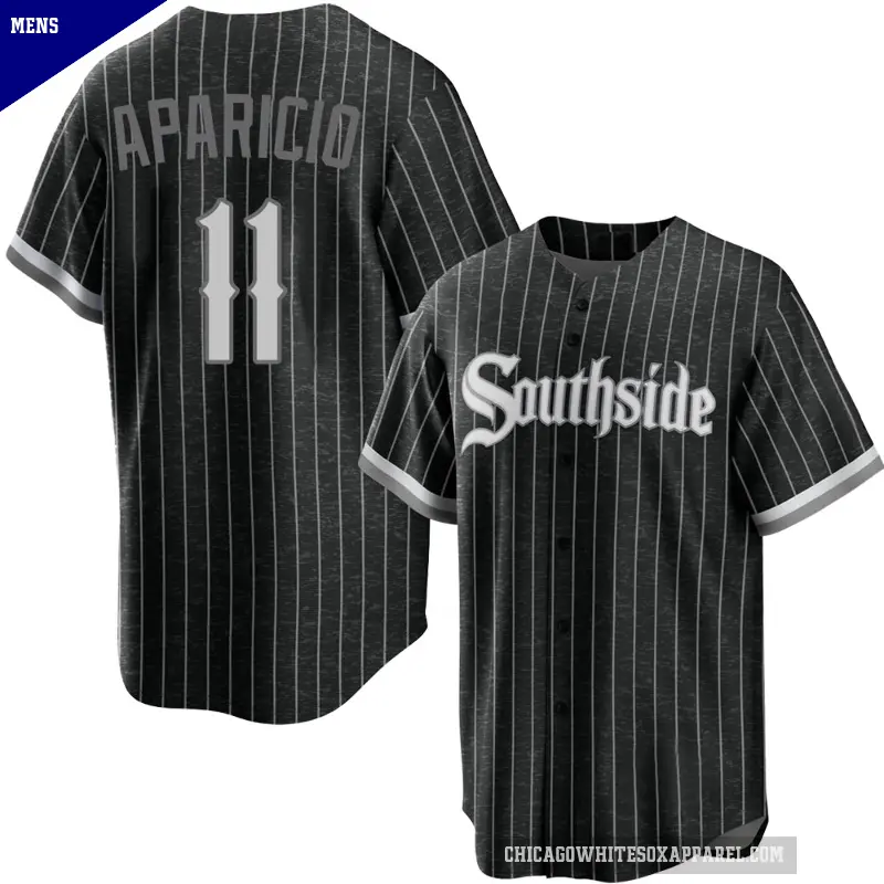 Men's No.11 Luis Aparicio Chicago White Sox Black Replica 2021 City Connect Jersey