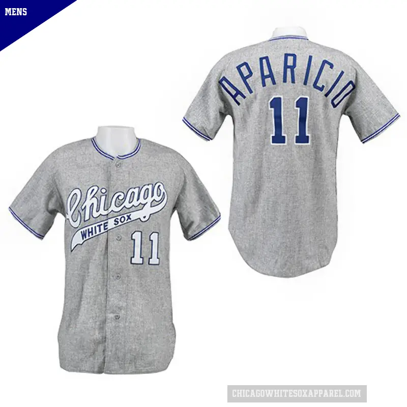 Men's No.11 Luis Aparicio Chicago White Sox Grey Replica 1969 Throwback Jersey