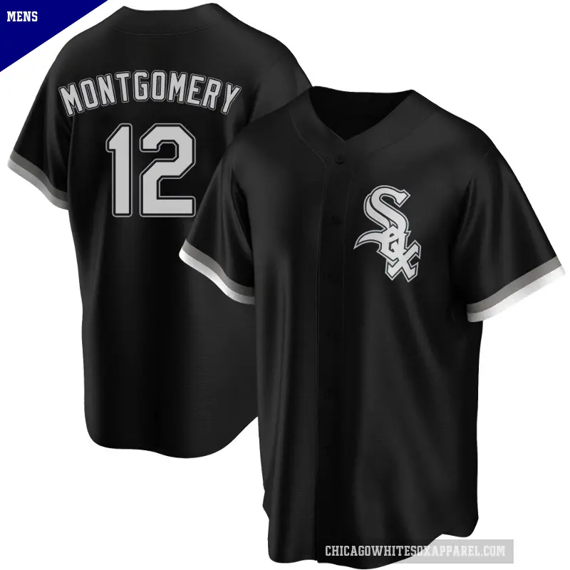 Men's No.12 Colson Montgomery Chicago White Sox Black Replica Alternate Jersey