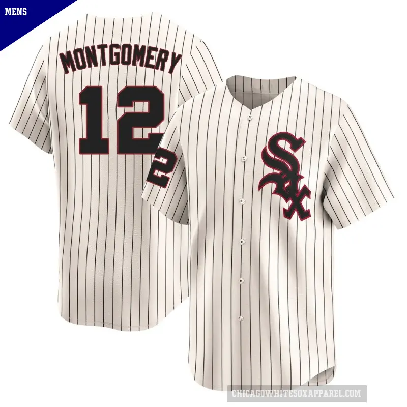 Men's No.12 Colson Montgomery Chicago White Sox Cream Limited Throwback Cooperstown Jersey