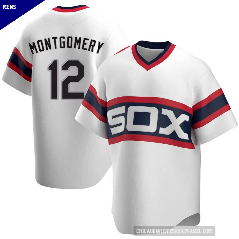 Men's No.12 Colson Montgomery Chicago White Sox White Replica Cooperstown Collection Jersey