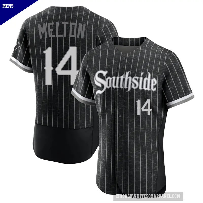 Men's No.14 Bill Melton Chicago White Sox Black Authentic 2021 City Connect Jersey