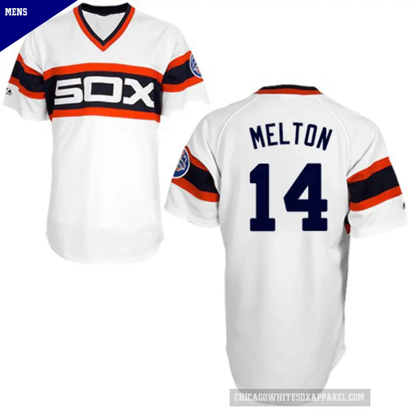Men's No.14 Bill Melton Chicago White Sox White Authentic 1983 Throwback Jersey
