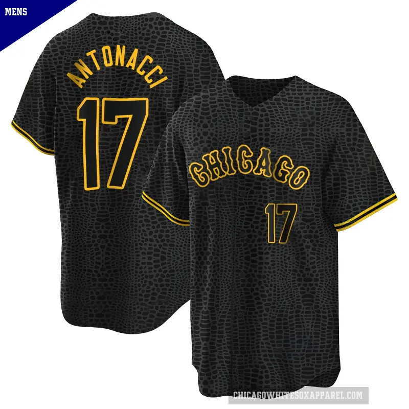 Men's No.17 Sam Antonacci Chicago White Sox Black Replica Snake Skin City Jersey