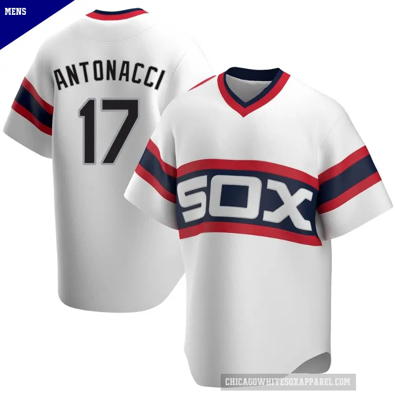 Men's No.17 Sam Antonacci Chicago White Sox White Replica Cooperstown Collection Jersey