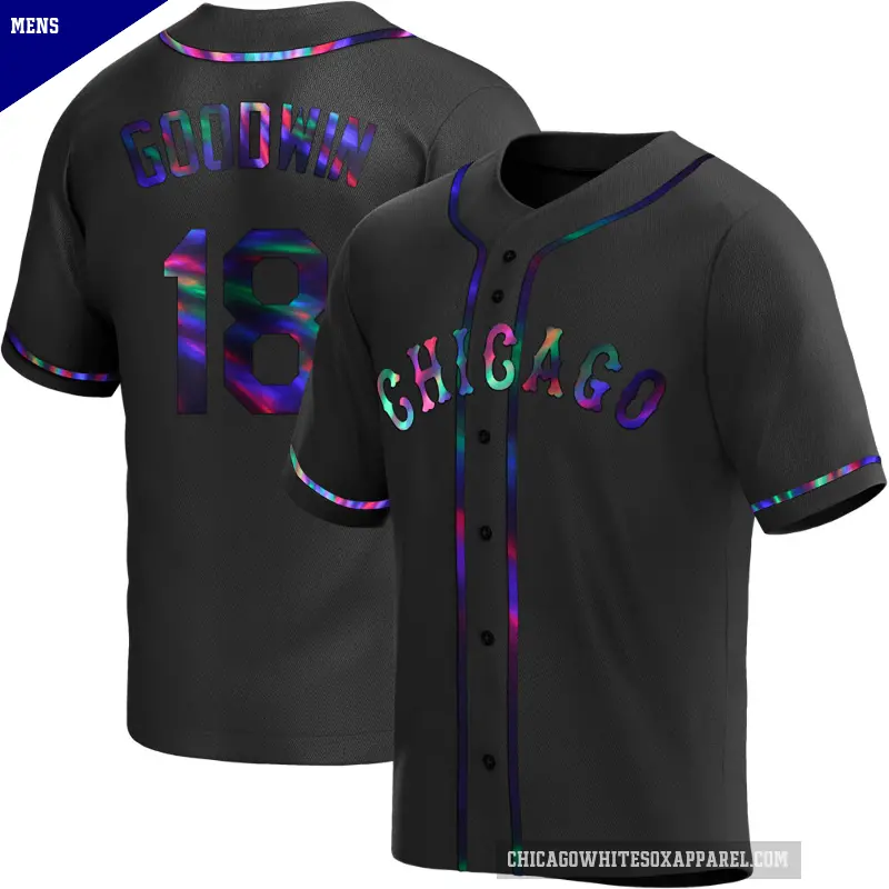 Men's No.18 Brian Goodwin Chicago White Sox Black Replica Holographic Alternate Jersey