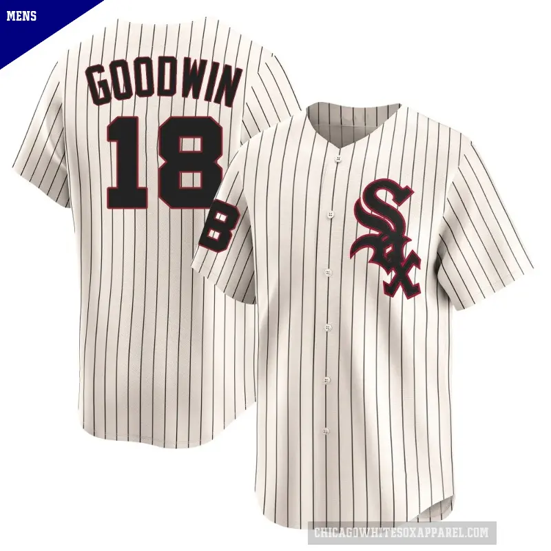 Men's No.18 Brian Goodwin Chicago White Sox Cream Limited Throwback Cooperstown Jersey