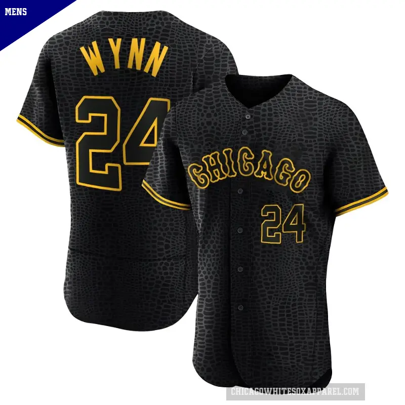 Men's No.24 Early Wynn Chicago White Sox Black Authentic Snake Skin City Jersey