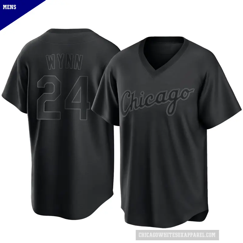 Men's No.24 Early Wynn Chicago White Sox Black Replica Pitch Fashion Jersey