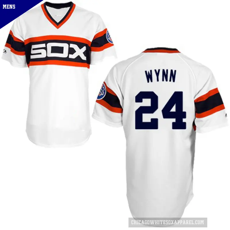 Men's No.24 Early Wynn Chicago White Sox White Authentic 1983 Throwback Jersey