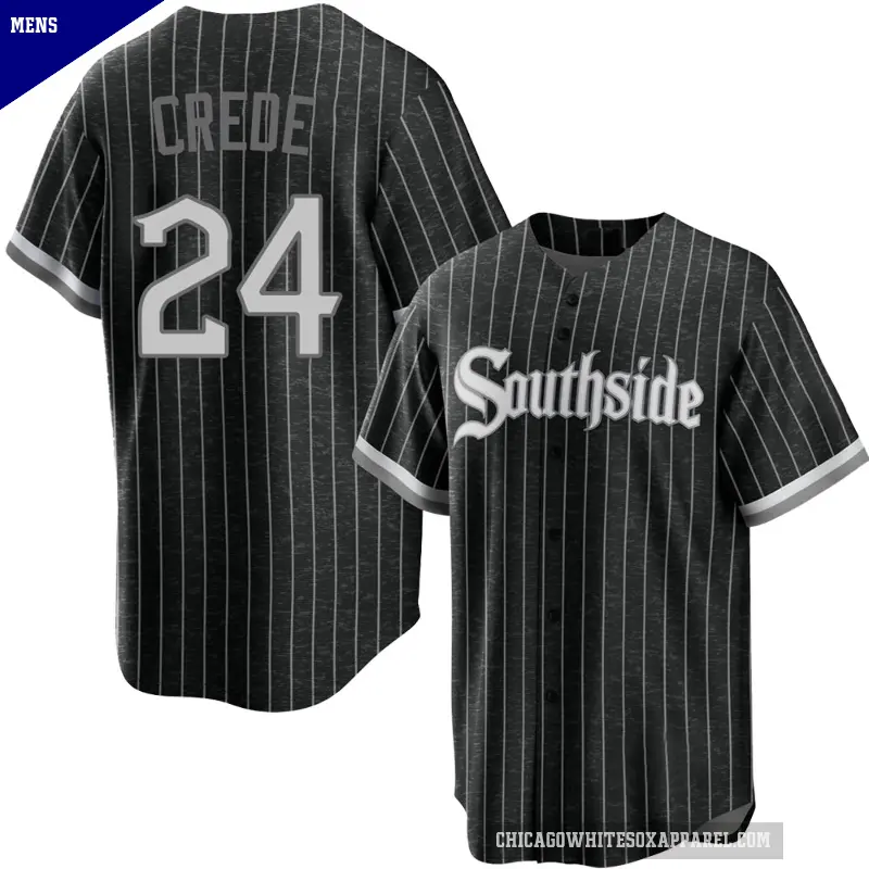 Men's No.24 Joe Crede Chicago White Sox Black Replica 2021 City Connect Jersey