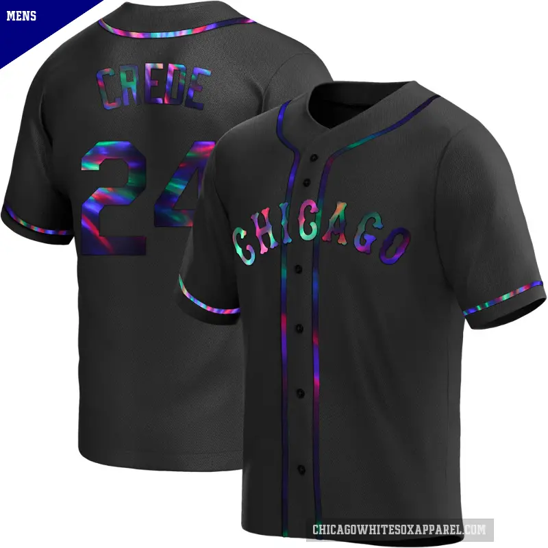 Men's No.24 Joe Crede Chicago White Sox Black Replica Holographic Alternate Jersey