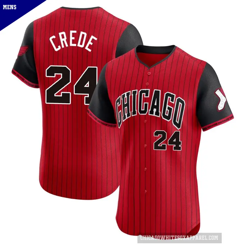 Men's No.24 Joe Crede Chicago White Sox Red/Black Elite 2025 City Connect Jersey