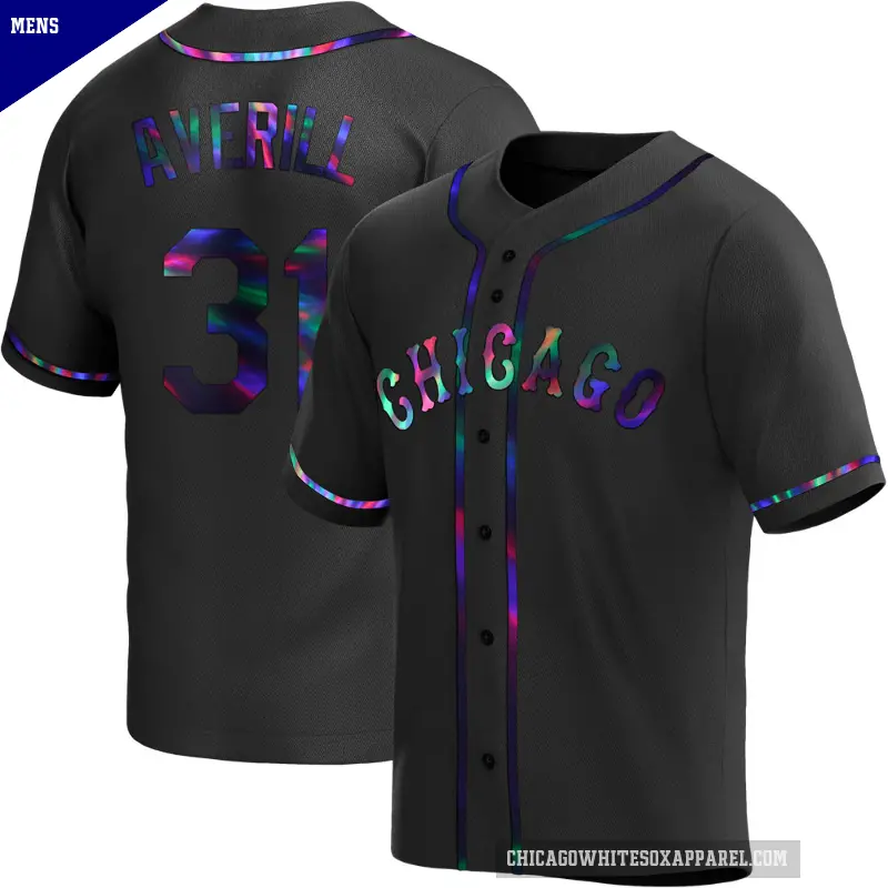 Men's No.31 Earl Averill Chicago White Sox Black Replica Holographic Alternate Jersey