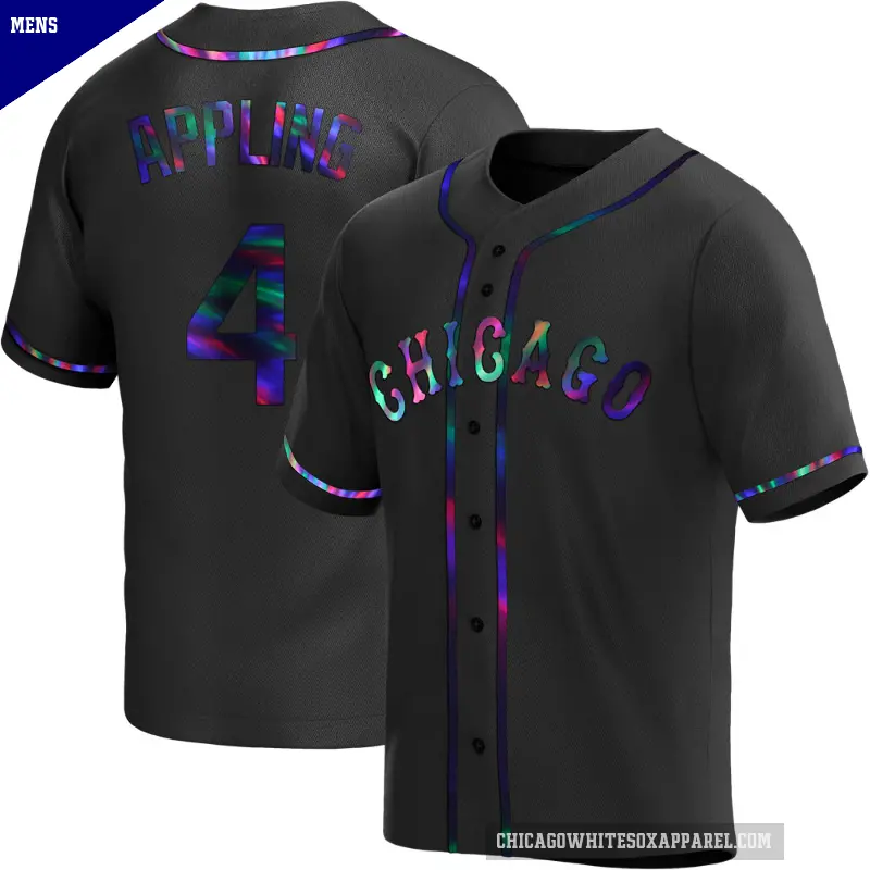 Men's No.4 Luke Appling Chicago White Sox Black Replica Holographic Alternate Jersey