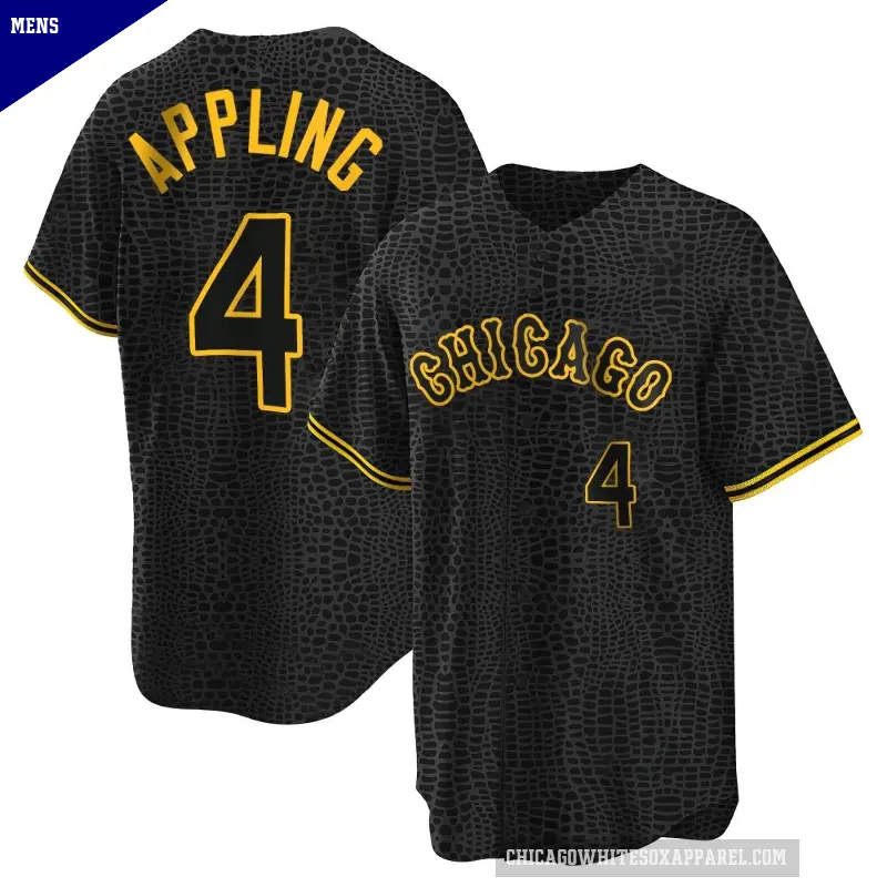Men's No.4 Luke Appling Chicago White Sox Black Replica Snake Skin City Jersey