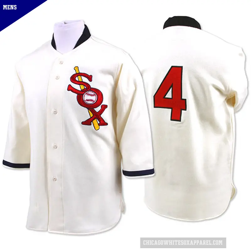 Men's No.4 Luke Appling Chicago White Sox Cream Replica Throwback Jersey