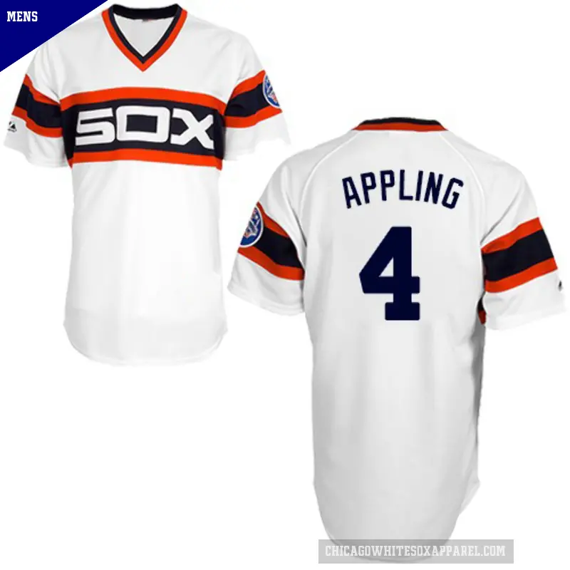 Men's No.4 Luke Appling Chicago White Sox White Authentic 1983 Throwback Jersey