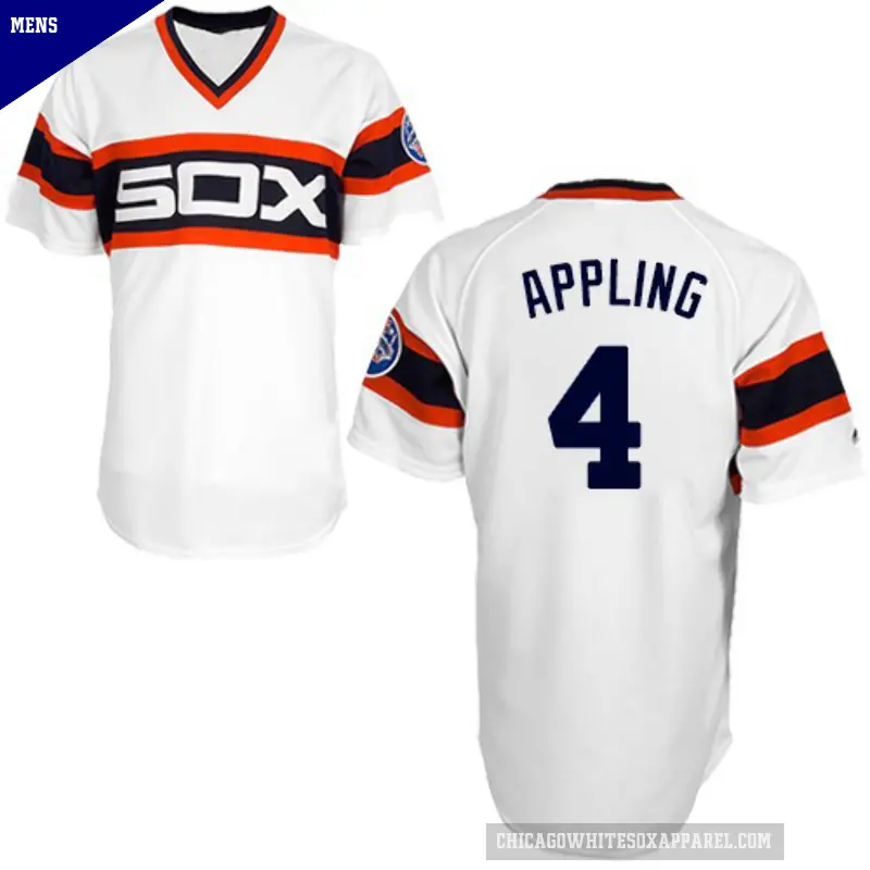 Men's No.4 Luke Appling Chicago White Sox White Replica 1983 Throwback Jersey