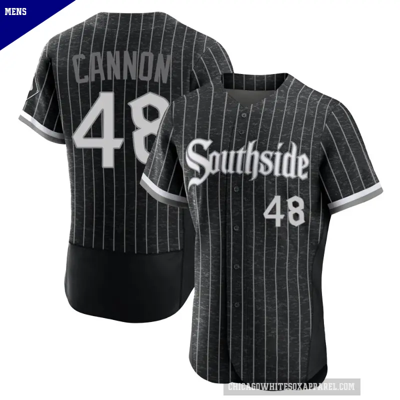 Men's No.48 Jonathan Cannon Chicago White Sox Black Authentic 2021 City Connect Jersey