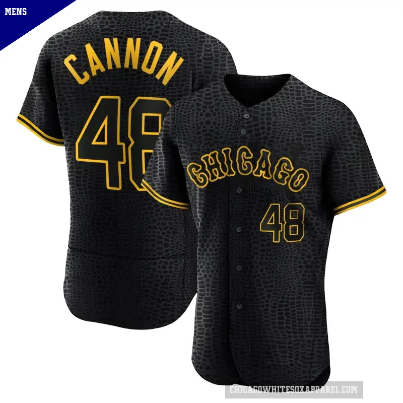 Men's No.48 Jonathan Cannon Chicago White Sox Black Authentic Snake Skin City Jersey