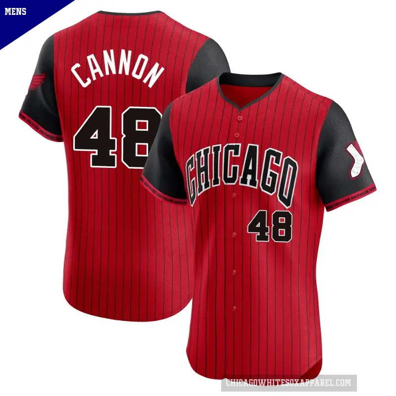 Men's No.48 Jonathan Cannon Chicago White Sox Red/Black Elite 2025 City Connect Jersey