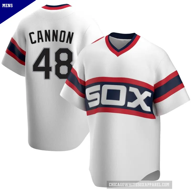 Men's No.48 Jonathan Cannon Chicago White Sox White Replica Cooperstown Collection Jersey
