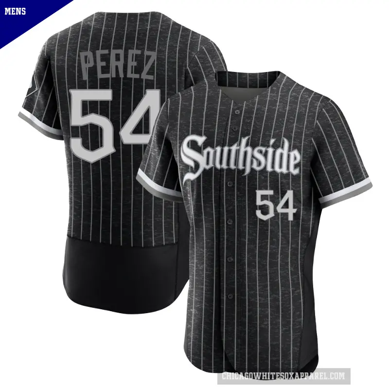 Men's No.54 Martin Perez Chicago White Sox Black Authentic 2021 City Connect Jersey