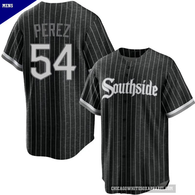 Men's No.54 Martin Perez Chicago White Sox Black Replica 2021 City Connect Jersey