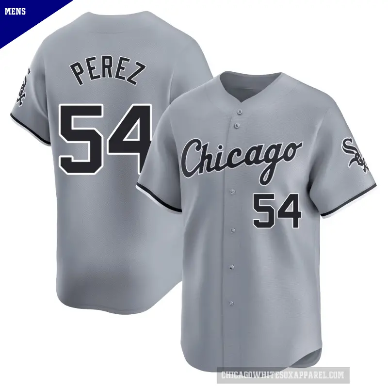 Men's No.54 Martin Perez Chicago White Sox Gray Limited Road Jersey