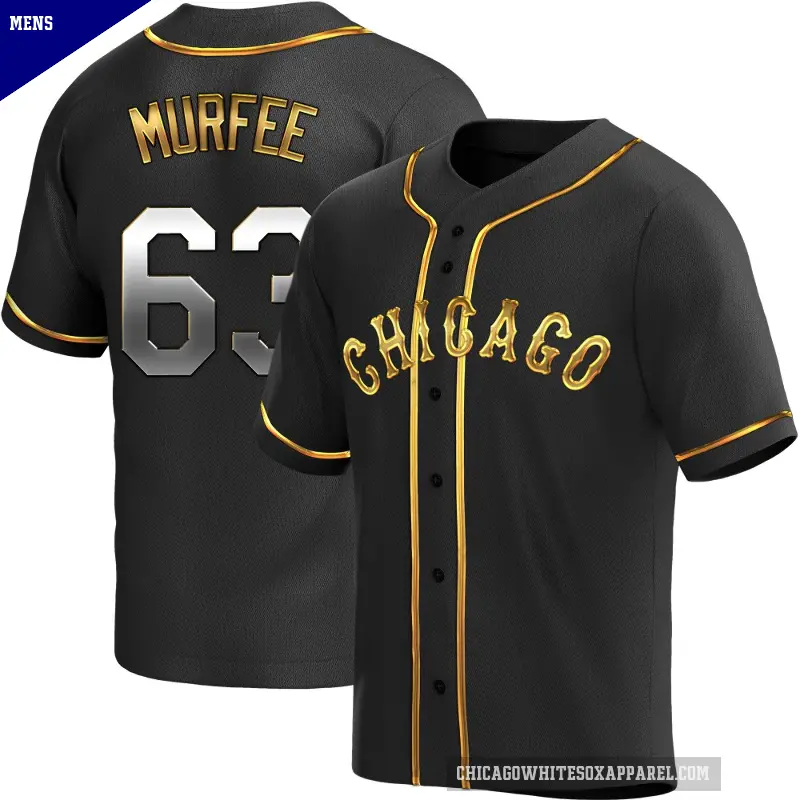 Men's No.63 Penn Murfee Chicago White Sox Gold Replica Black en Alternate Jersey