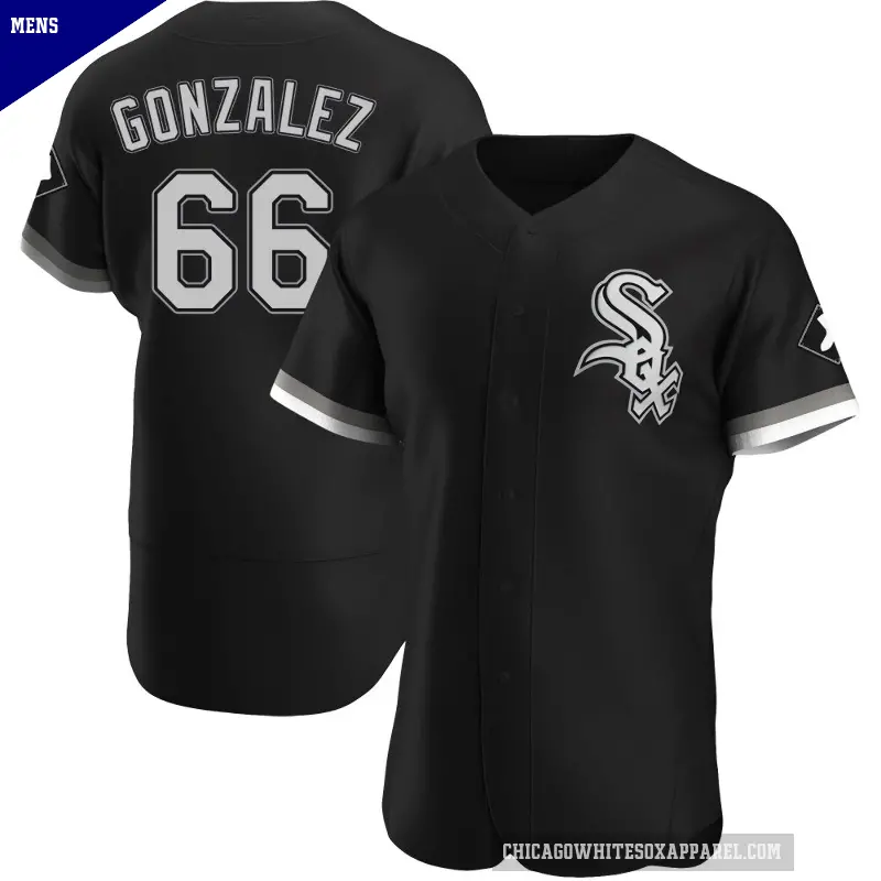 Men's No.66 Wikelman Gonzalez Chicago White Sox Black Authentic Alternate Jersey