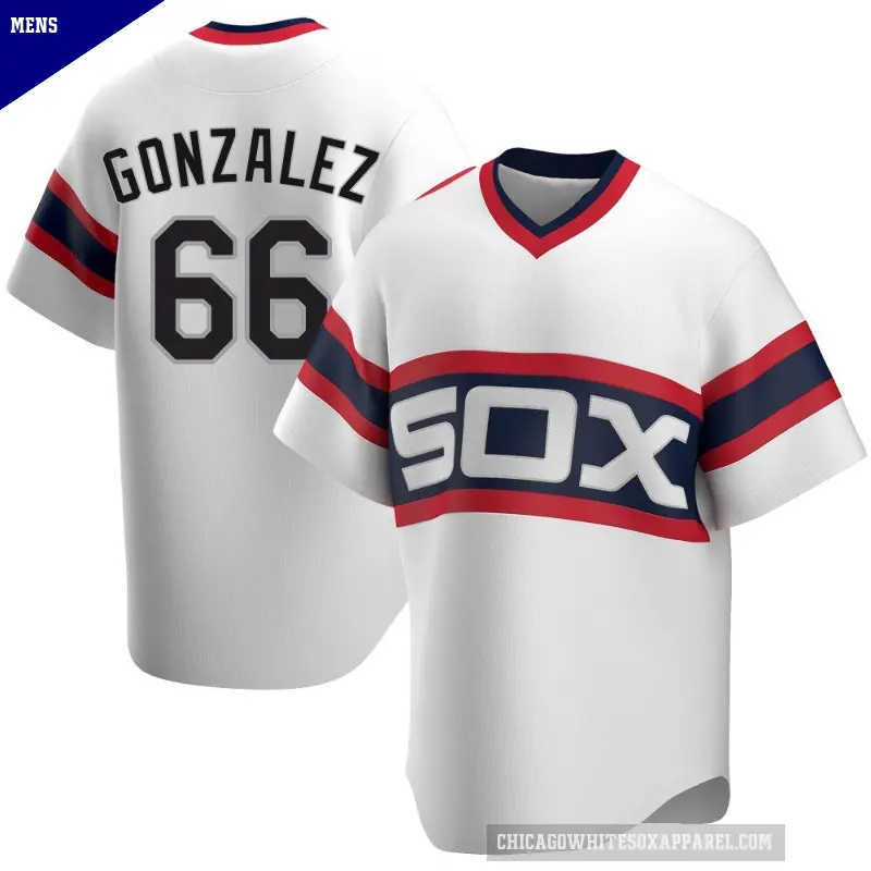 Men's No.66 Wikelman Gonzalez Chicago White Sox White Replica Cooperstown Collection Jersey