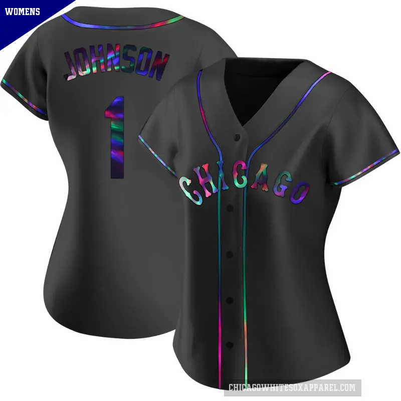 Women's No.1 Lance Johnson Chicago White Sox Black Replica Holographic Alternate Jersey