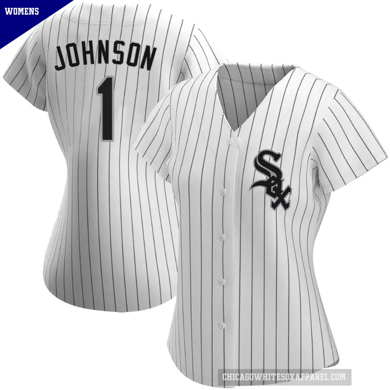 Women's No.1 Lance Johnson Chicago White Sox White Authentic Home Jersey