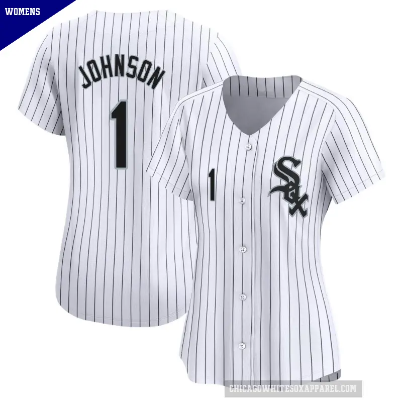 Women's No.1 Lance Johnson Chicago White Sox White Limited Home Jersey