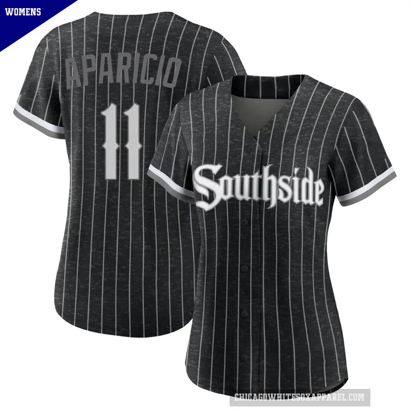 Women's No.11 Luis Aparicio Chicago White Sox Black Authentic 2021 City Connect Jersey