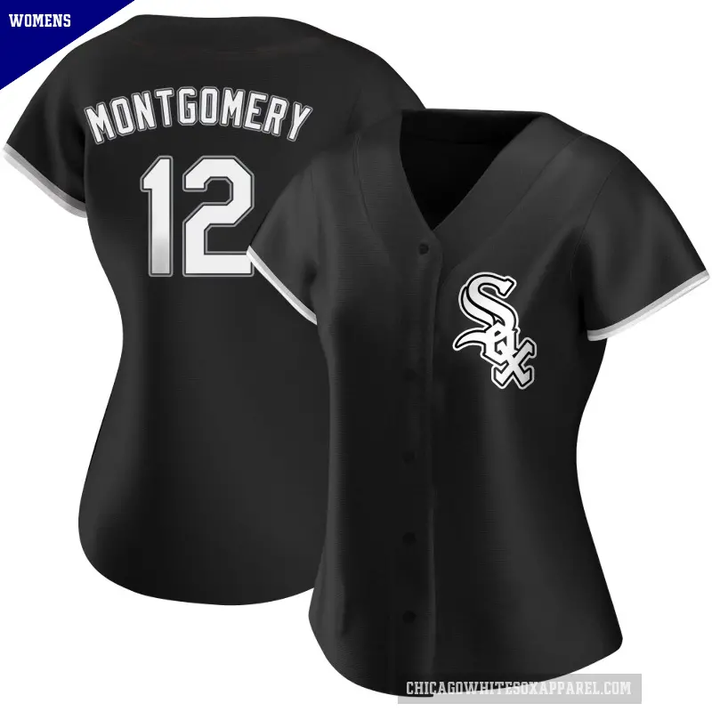 Women's No.12 Colson Montgomery Chicago White Sox Black Replica Alternate Jersey