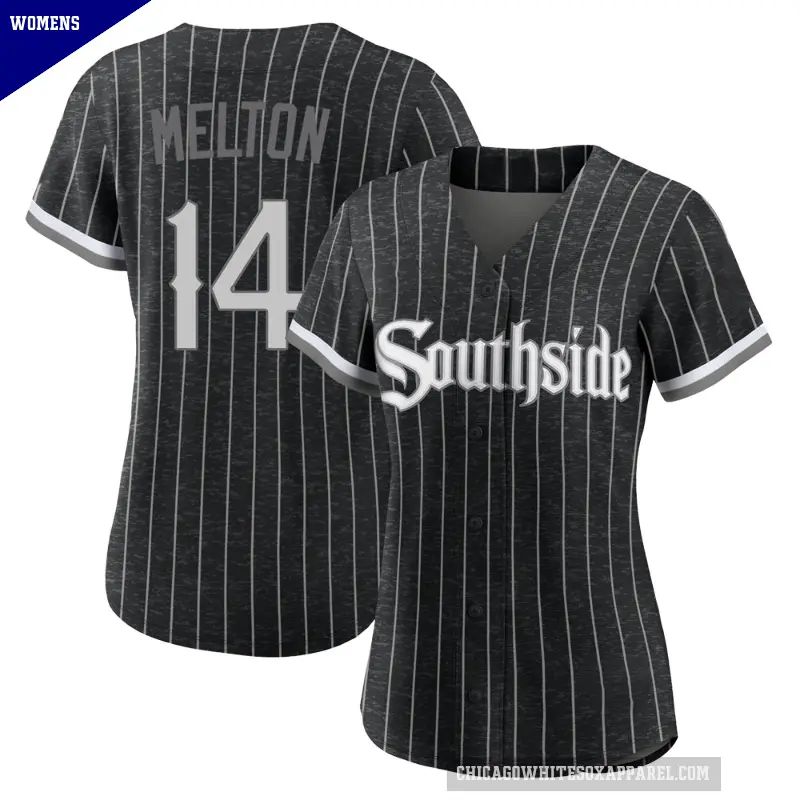 Women's No.14 Bill Melton Chicago White Sox Black Authentic 2021 City Connect Jersey