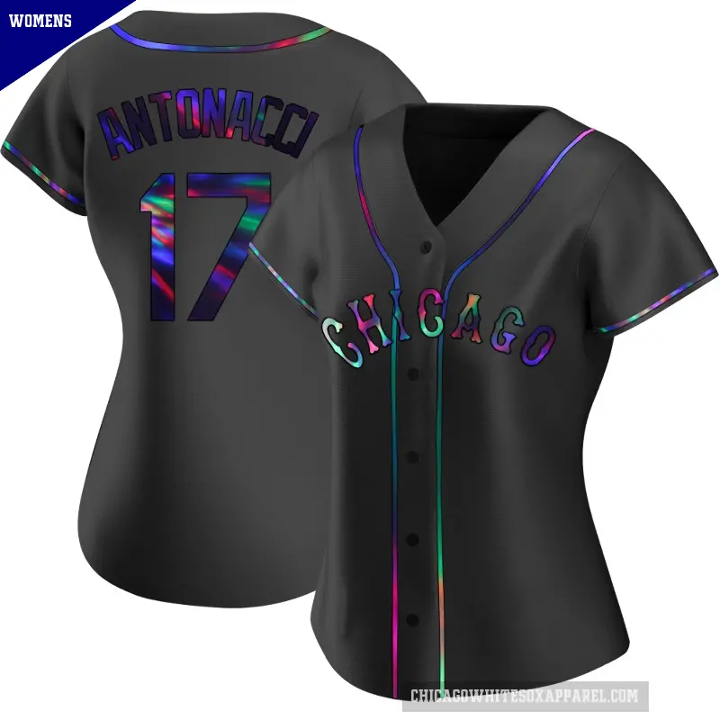 Women's No.17 Sam Antonacci Chicago White Sox Black Replica Holographic Alternate Jersey