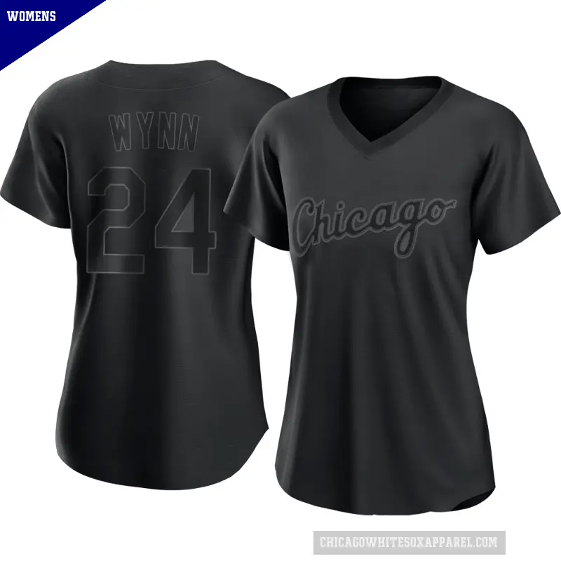 Women's No.24 Early Wynn Chicago White Sox Black Replica Pitch Fashion Jersey